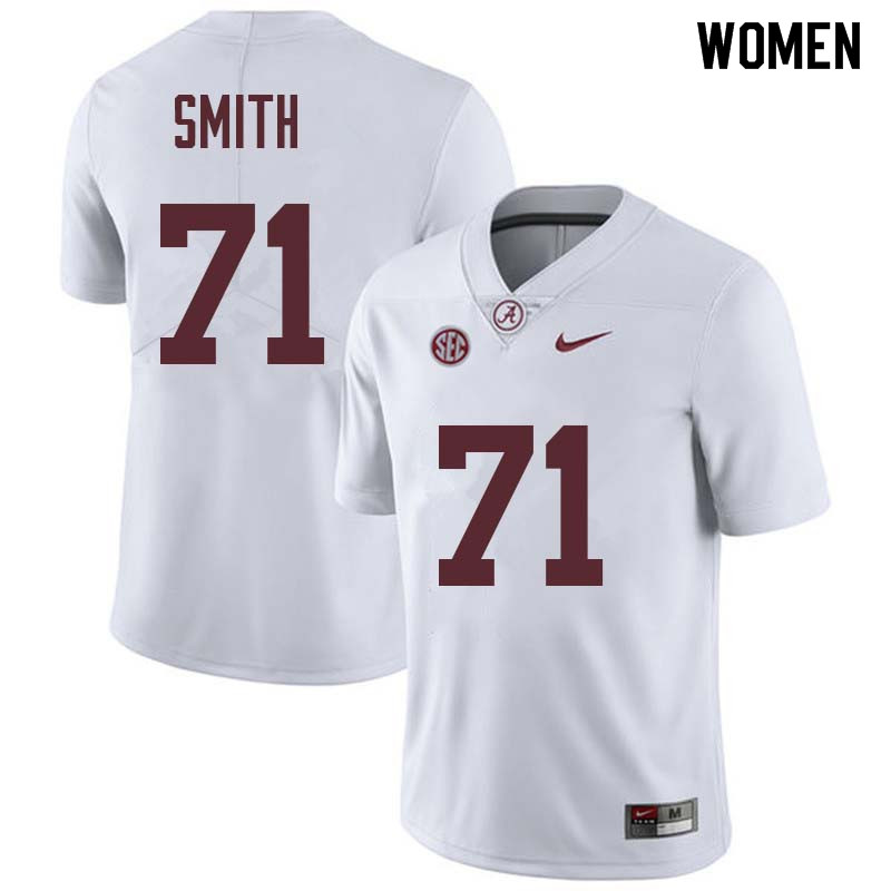 Alabama Crimson Tide Women's Andre Smith #71 White NCAA Nike Authentic Stitched College Football Jersey FL16N34ZK